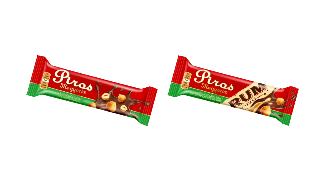Piros Mogyorós mogyorós csokoládés szelet csomagolás