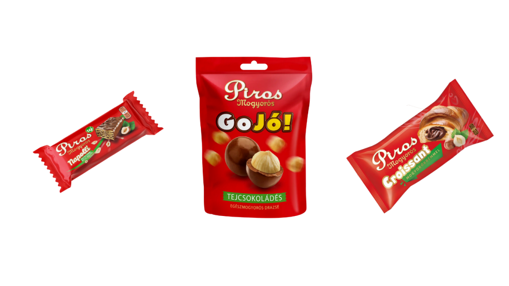 Piros Mogyorós édességek – nápolyi, Gojó drazsé és mogyorós croissant