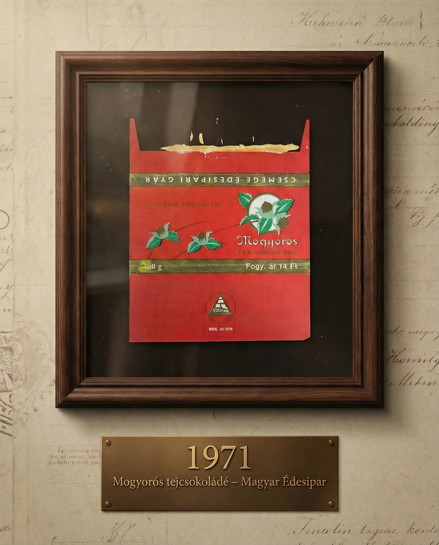 Piros Mogyorós mogyorós tejcsokoládé eredeti csomagolása 1971-ből